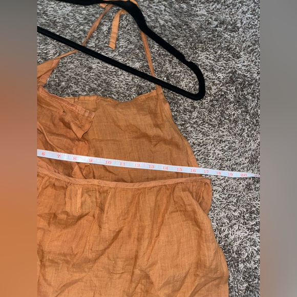 Women’s 100% Ramie ANEMONE V Neck Open Back Full Button Down Maxi Dress M Orange - Picture 6 of 11